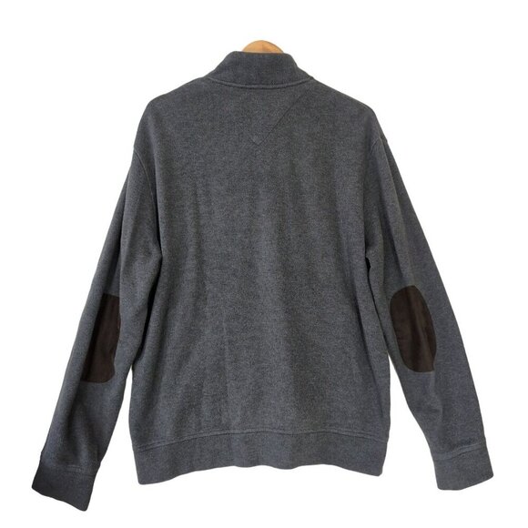 Jos A Bank Reserve Cardigan Sweater Mens L Gray Full Zip Elbow Patch Dad - Picture 3 of 6